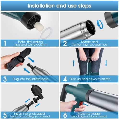 Best Choice Premium Stainless Steel High Pressure Air Toilet Plunger Kit