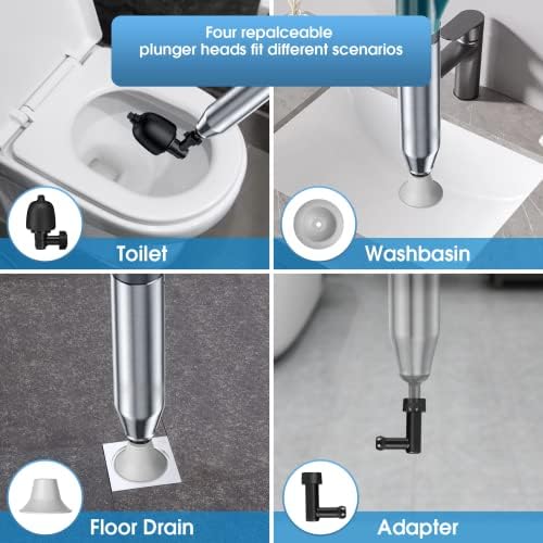 Best Choice Premium Stainless Steel High Pressure Air Toilet Plunger Kit